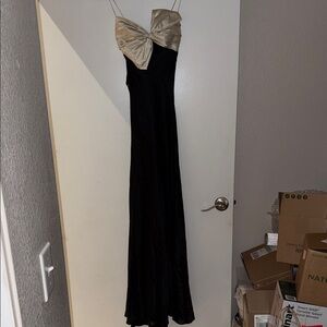 Strapless Black and Cream Dress